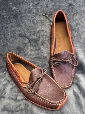 LL Bean double sole mens size 12D RN71341 shoes brown leather moccasins slippers